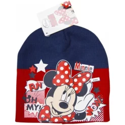 Disney Minnie Mouse Mütze Beanie Blau Rot Wintermütze Kindermütze
